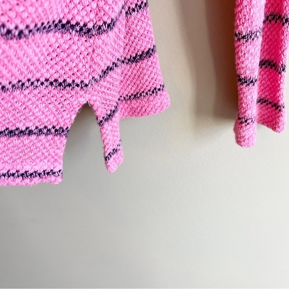 SUNDRY pink knit pullover sweater size small grommet tie bodice striped - Picture 5 of 9